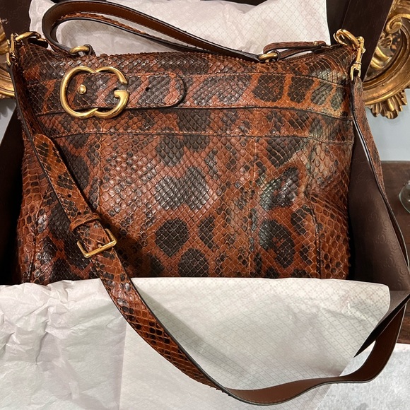 Gucci Snakeskin/Python riding satchel bag - Picture 1 of 7